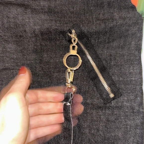 GOTHIC PUNK SUSPENDER DARK GREY BODYCON SKIRT WITH SILVER DETAILS - Picture 4 of 8